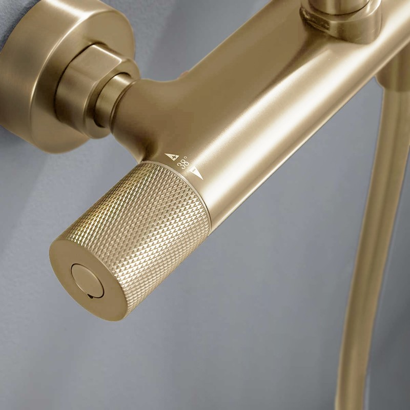 Душевая стойка Vincea  Desire VSFS-1D0TBG термостатическая, брашированное золото