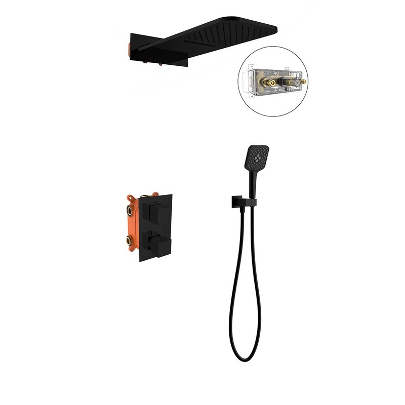Душевой комплект Vincea  VSFW-103TMB термостатический встраиваемый, двухрежимный, черный
