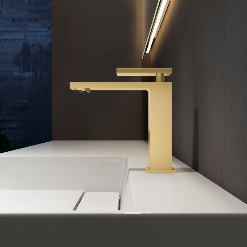 Смеситель для раковины Vincea Dice VBF-2DS1BG , брашированное золото