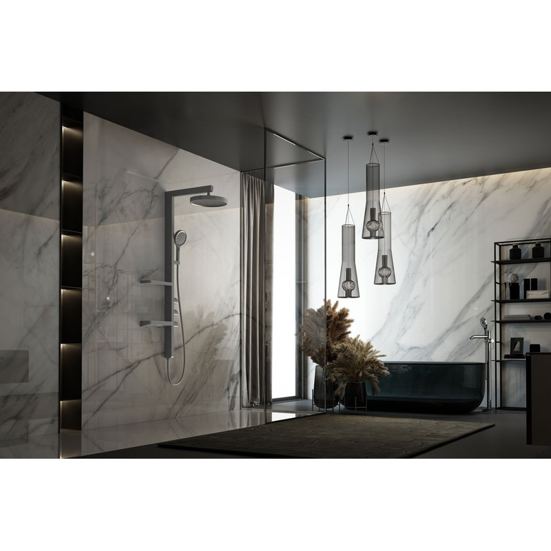 Душевая стойка Vincea  Inspire VSFS-3I11GM с изливом, 30см верх душ, вороненая сталь