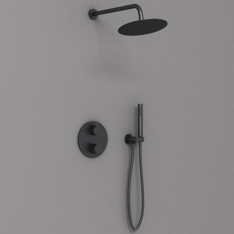 Душевой комплект Vincea  VSFW-101TMB термостатический встраиваемый, двухрежимный, черный
