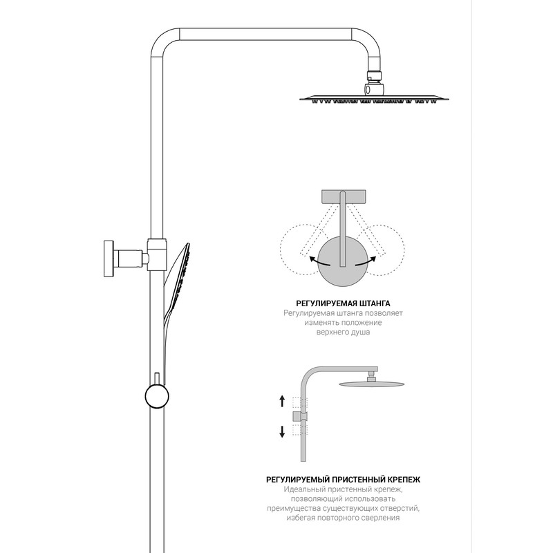 Душевая стойка Vincea  Next VSFS-1N1TMB термостатическая, черный