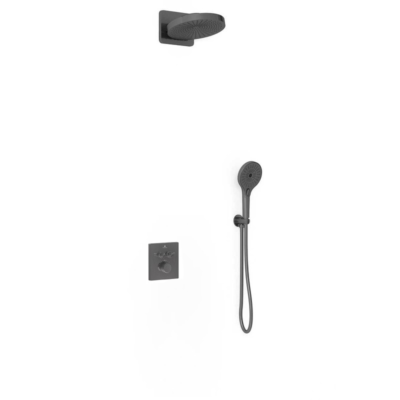 Душевой комплект Vincea  Inspire VSFW-3I21MT1GM встраиваемый, термостат, двухрежимный, вороненая сталь