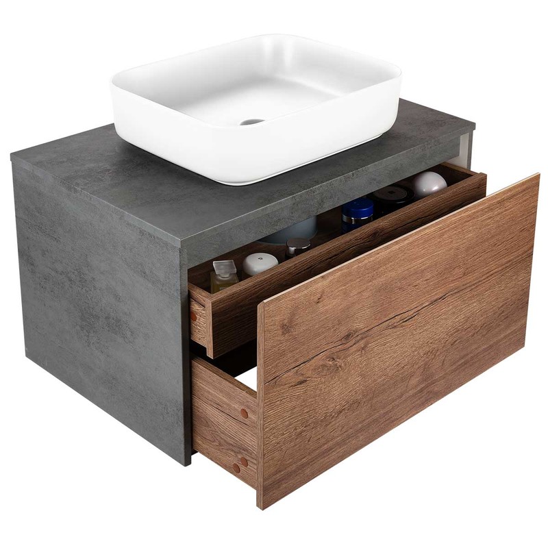 Тумба под раковину Vincea Mesa 80 VMC-2MS800TB подвесная T.Oak Beton