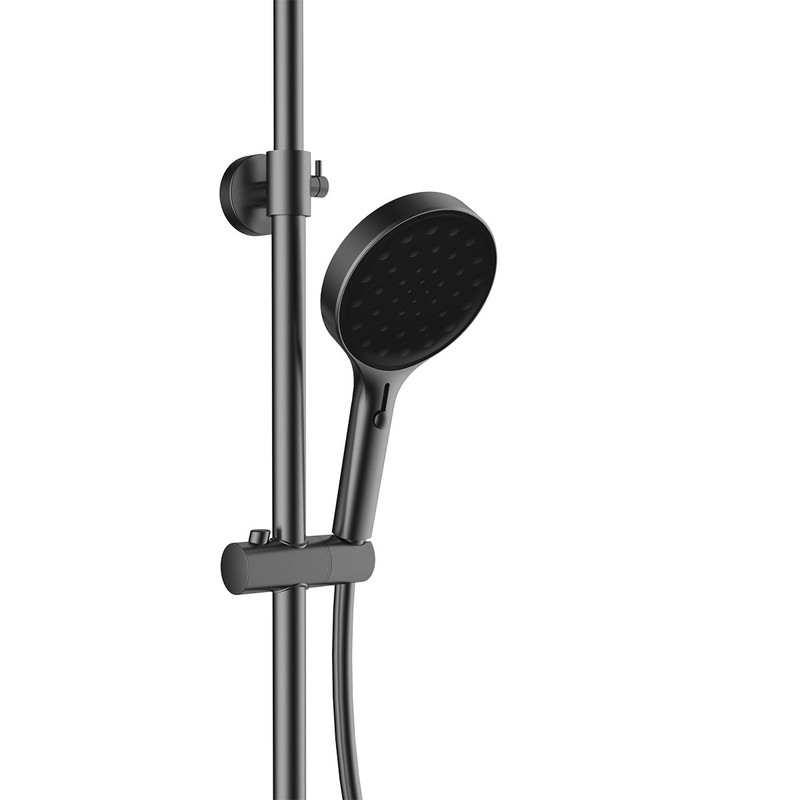 Душевая стойка Vincea  Inspire VSFS-3I12TGM термостатическая с изливом, 30см верх.душ, вороненая сталь