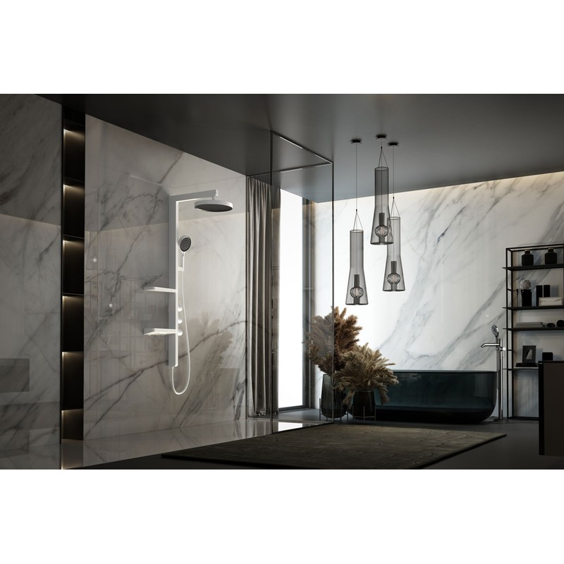 Душевая стойка Vincea  Inspire VSFS-3I11W с изливом, 30см верх душ, белый