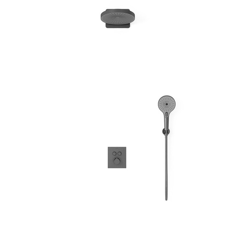 Душевой комплект Vincea  Inspire VSFW-3I21T1GM встраиваемый, термостатический, 2 режима, вороненая сталь