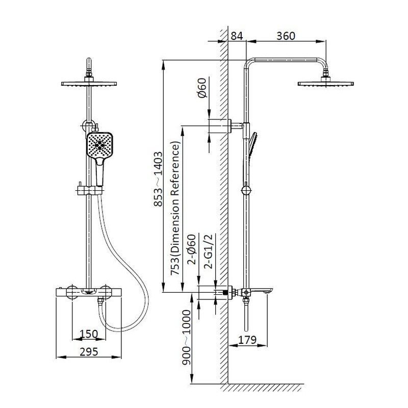 Душевая стойка Vincea  Next VSFS-1N1TBG термостатическая, брашированное золото