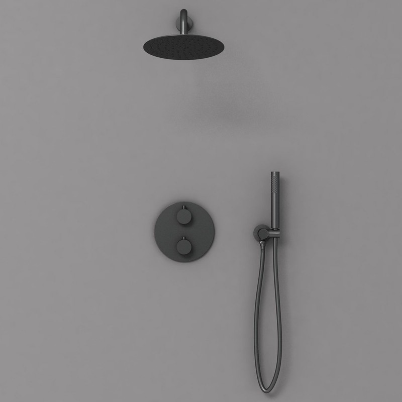 Душевой комплект Vincea  VSFW-101TMB термостатический встраиваемый, двухрежимный, черный