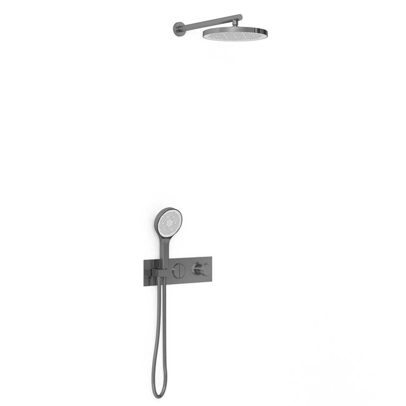 Душевой комплект Vincea  VSFW-422T2GM встраиваемый, термостатический, 2 режима, вороненая сталь