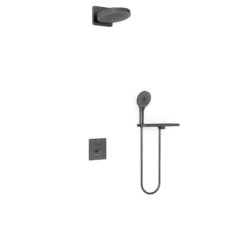 Душевой комплект Vincea  Inspire VSFW-3I21MT1RGM встраиваемый, термостат, двухрежимный, вороненая сталь