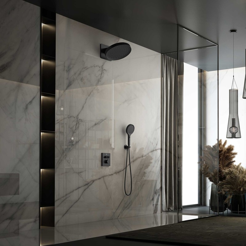 Душевой комплект Vincea  Inspire VSFW-3I21MT3MB встраиваемый, термостатический, двухрежимный, черный