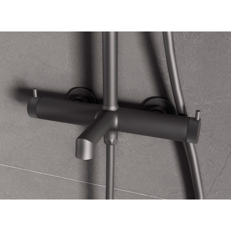 Душевая стойка Vincea  Rim VSFS-2RM1GM с изливом, вороненая сталь