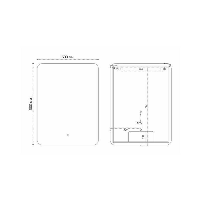 Зеркало LED Vincea  VLM-3BE60-2 60х80 c сенсорным выключателем и диммером, антизапотевание