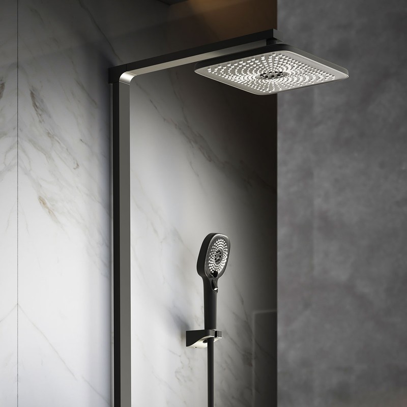 Душевая стойка Vincea  Inspire VSFS-3I13TMB термостатическая с изливом, черный