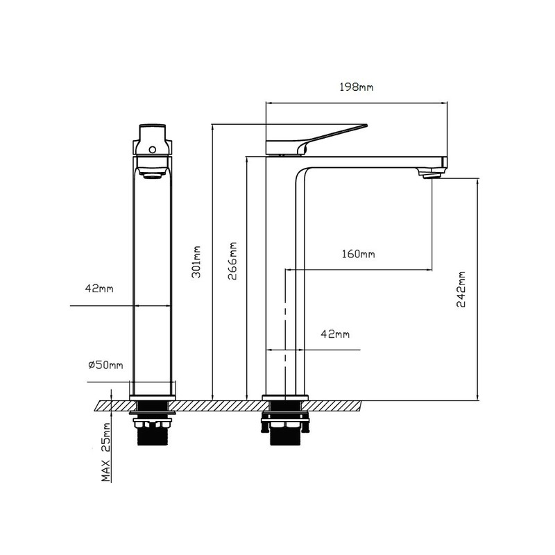 Смеситель для раковины Vincea Arco VBF-4AR02GM, вороненая сталь