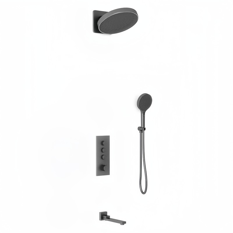 Душевой комплект Vincea  Inspire VSFW-433TI3GM встраиваемый, термостат, трехрежимный, вороненая сталь