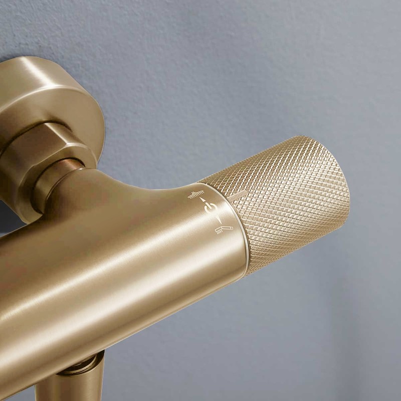 Душевая стойка Vincea  Desire VSFS-1D0TBG термостатическая, брашированное золото