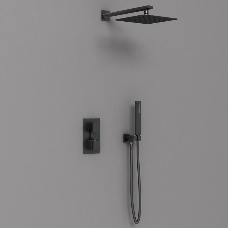 Душевой комплект Vincea  VSFW-102TMB термостатический встраиваемый, двухрежимный, черный