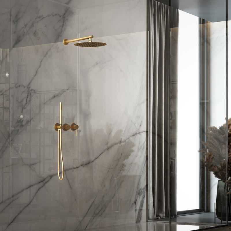 Душевой комплект Vincea  Groove VSFW-4G01BG4 встраиваемый, 2 режима, 30см верх душ, брашированное золото