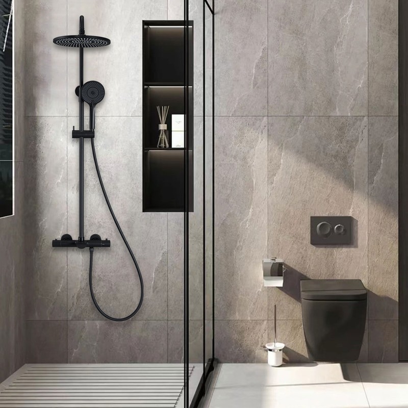 Душевая стойка Vincea  Esse VSFS-1E1TMB термостатическая, черный