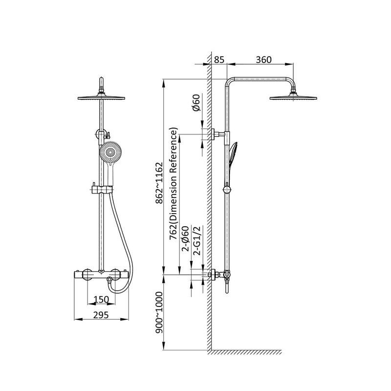 Душевая стойка Vincea  Esse VSFS-1E0TCH термостатическая, хром