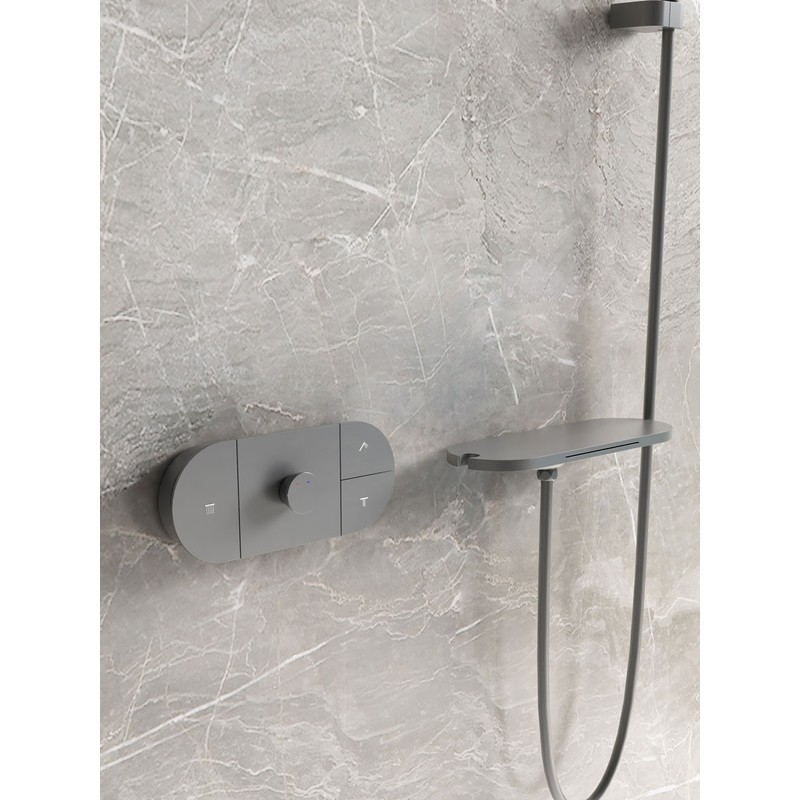 Душевой комплект Vincea  Futura VSFW-2F12TGM термостатический встраиваемый, 3 режима, вороненая сталь