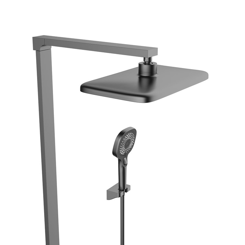 Душевая стойка Vincea  Inspire VSFS-3I13TGM термостатическая с изливом, вороненая сталь