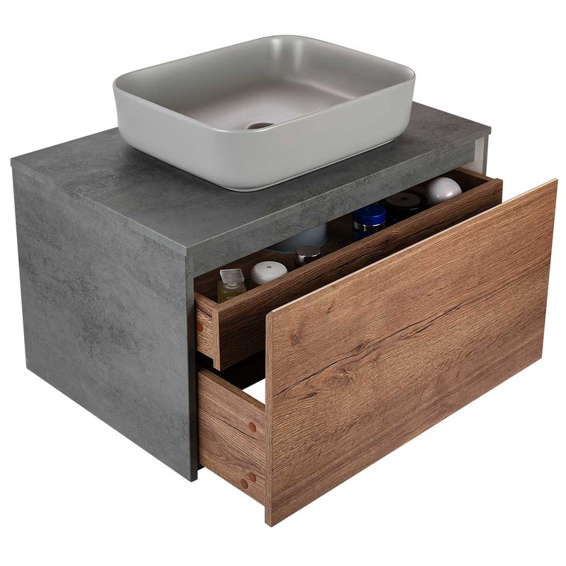 Тумба под раковину Vincea Mesa 80 VMC-2MS800TB подвесная T.Oak Beton
