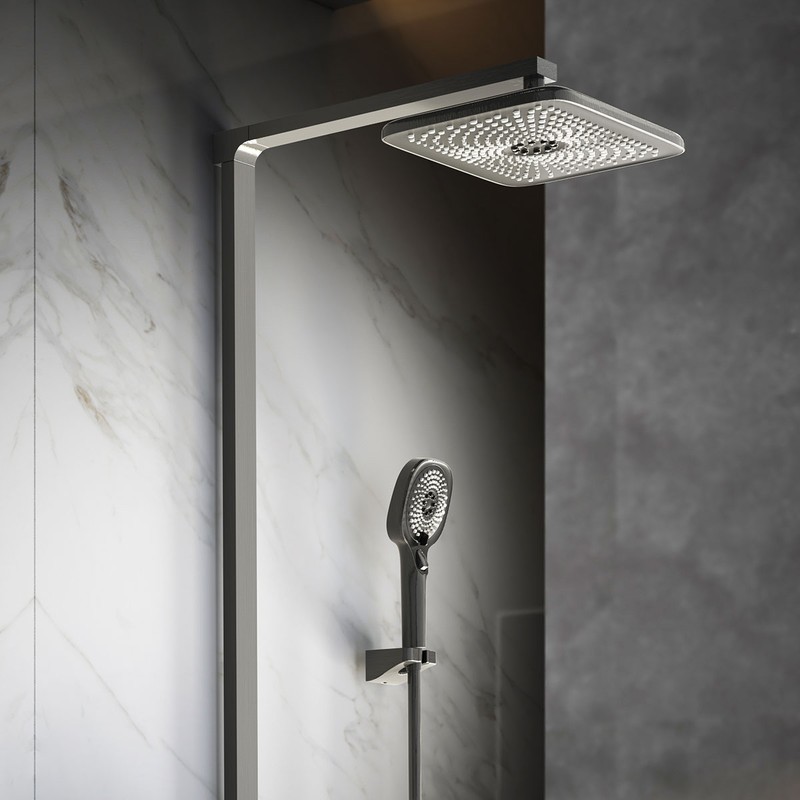 Душевая стойка Vincea  Inspire VSFS-3I13TGM термостатическая с изливом, вороненая сталь