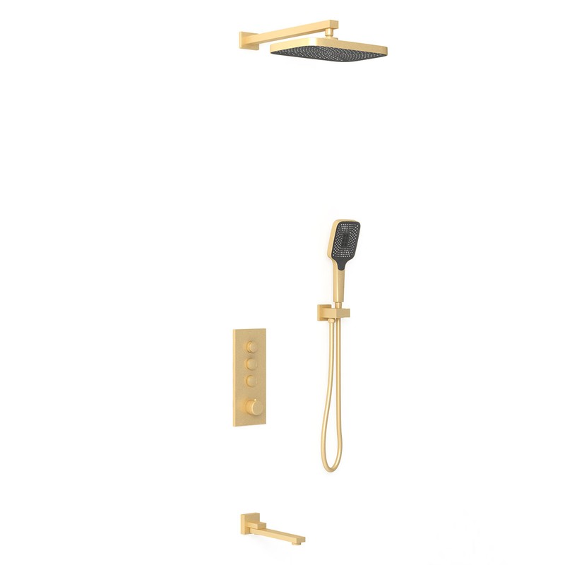 Душевой комплект Vincea  VSFW-433T1BG встраиваемый, термостатический, 3 режима, брашированное золото