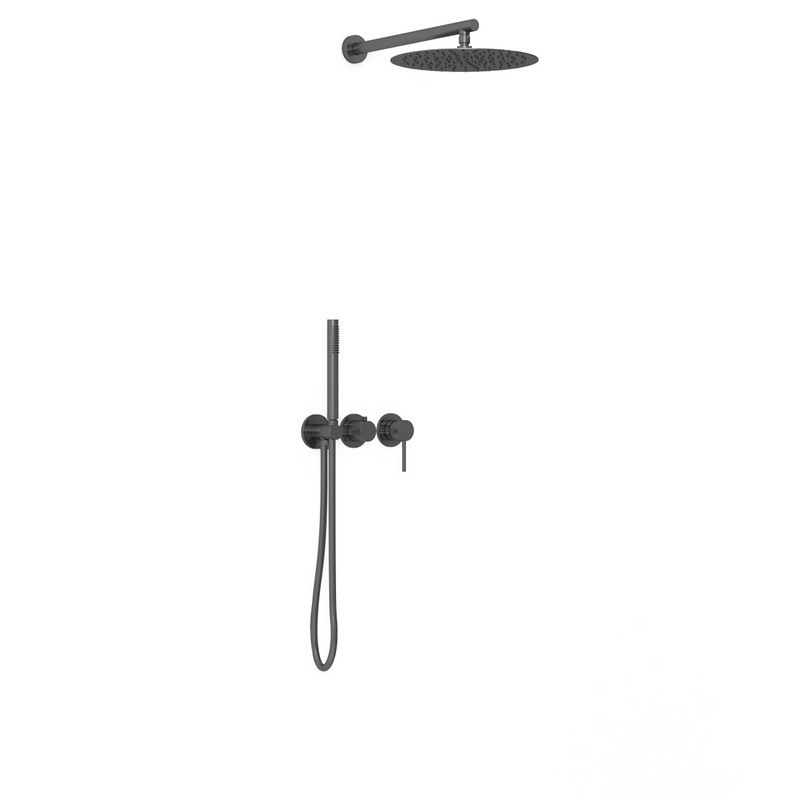 Душевой комплект Vincea  Groove VSFW-4G01GM встраиваемый, 2 режима, 30см верх душ, вороненая сталь