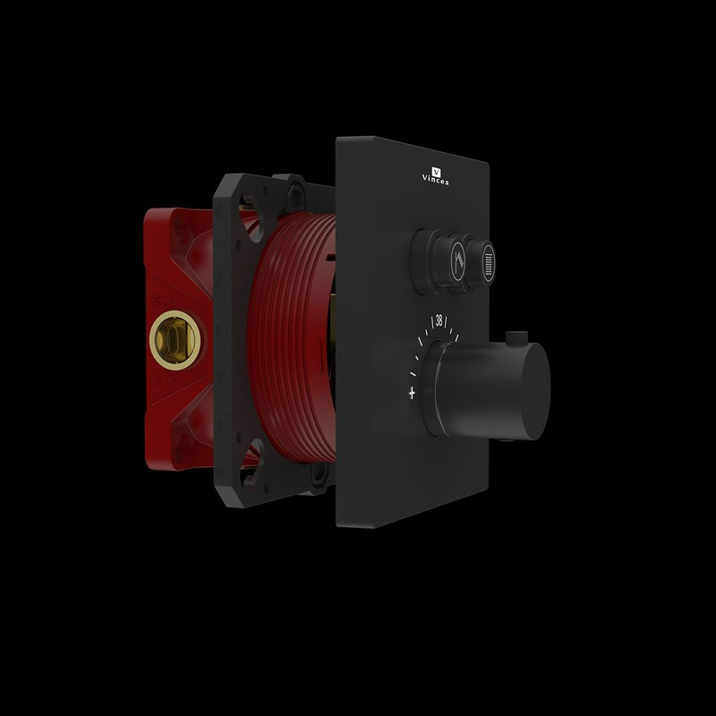 Встраиваемый смеситель для душа Vincea  VSCV-321TMB двухфункциональный, термостатический, черный