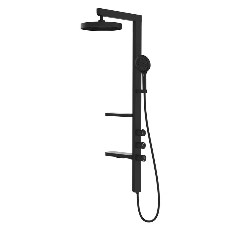 Душевая стойка Vincea  Inspire VSFS-3I11MB с изливом, 30см верх душ, черный