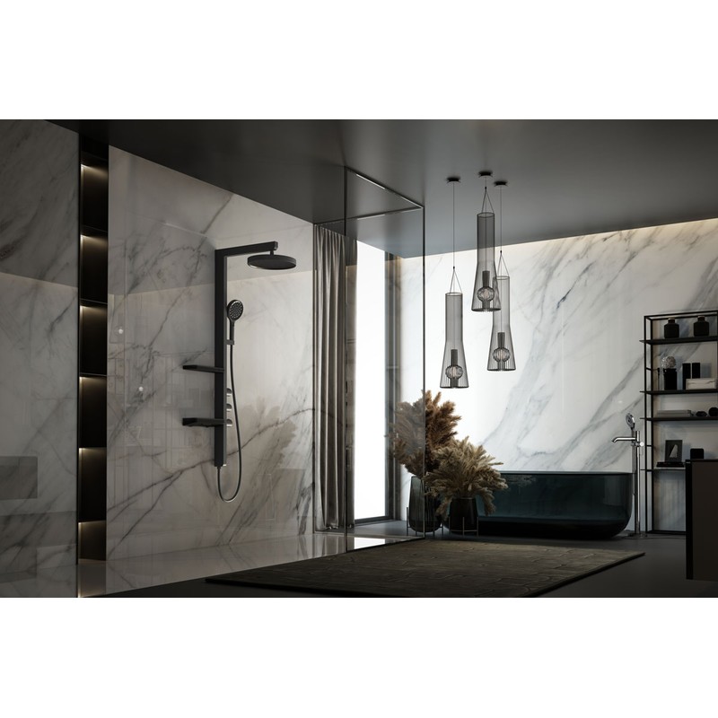 Душевая стойка Vincea  Inspire VSFS-3I11MB с изливом, 30см верх душ, черный