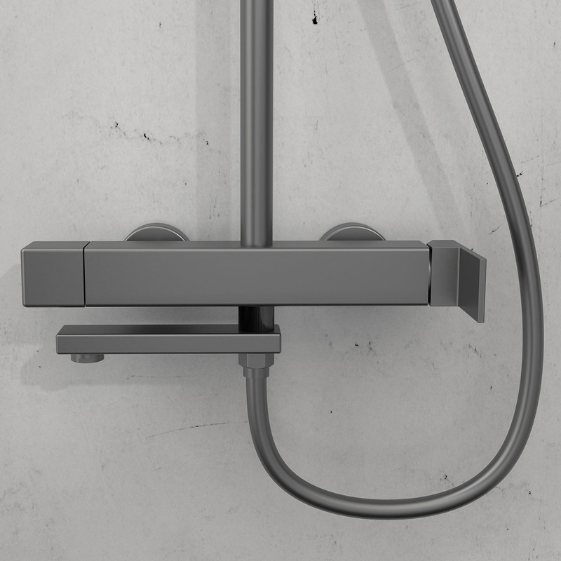 Душевая стойка Vincea  Cube VSFS-1C1GM с изливом, вороненая сталь