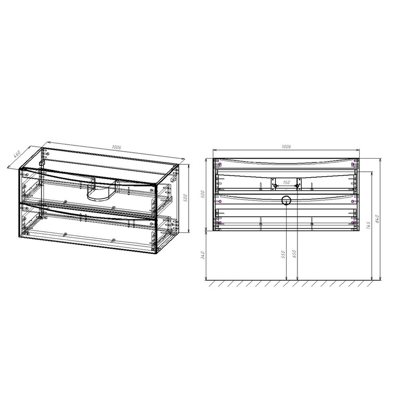 Тумба под раковину Vincea Mia 100 VMC-2MC100RW подвесная R.Wood
