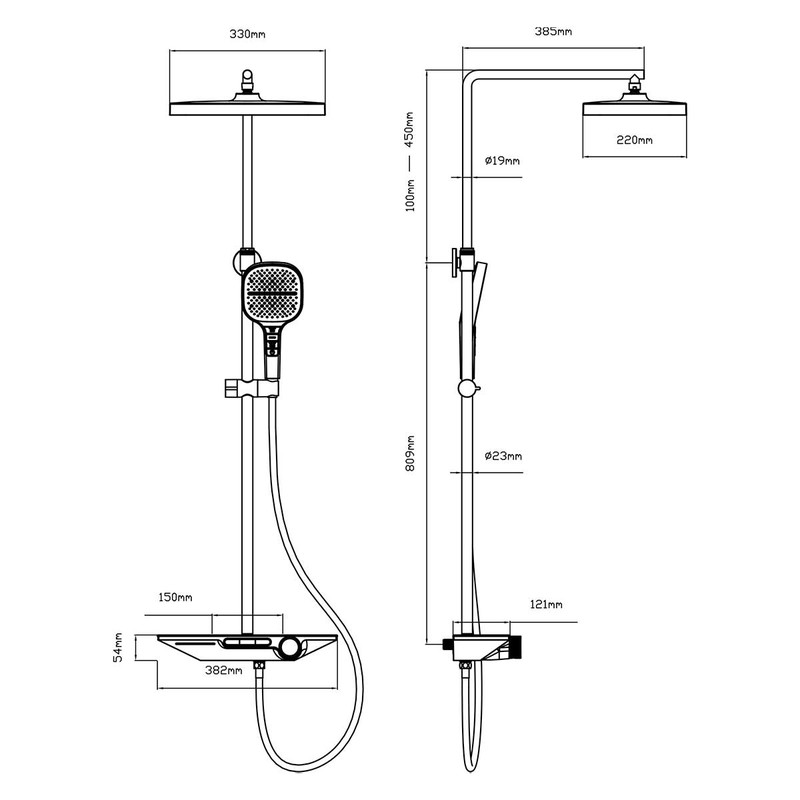 Душевая стойка Vincea  VSFS-411GM с изливом, вороненая сталь