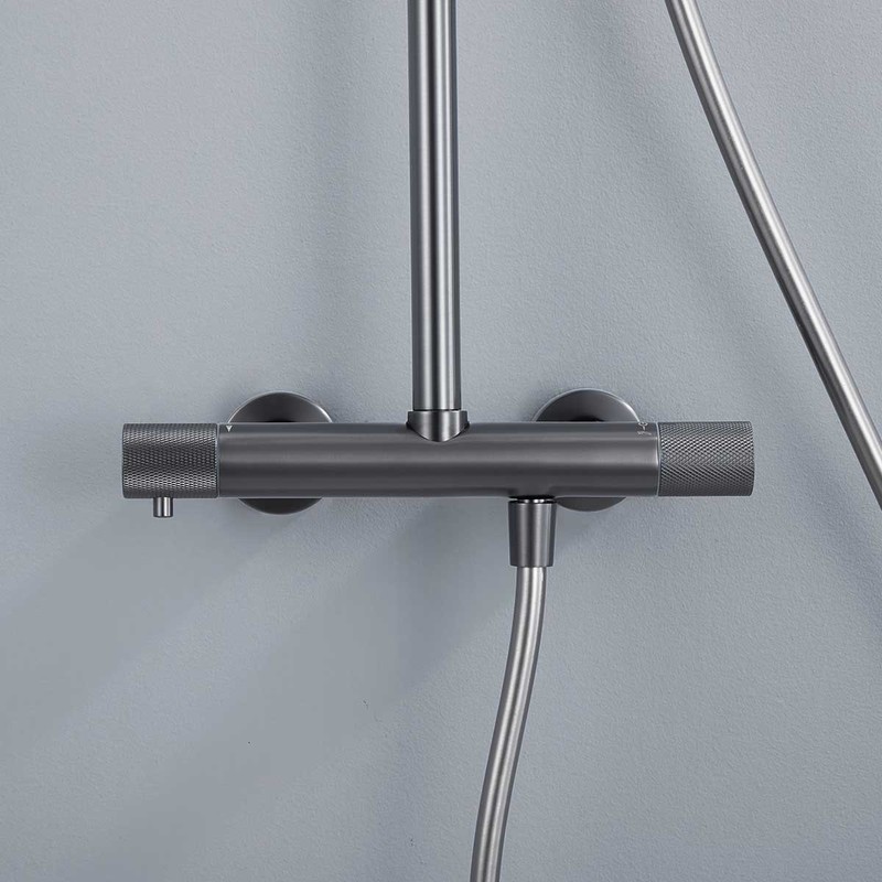 Душевая стойка Vincea  Desire VSFS-1D0TGM термостатическая, вороненая сталь