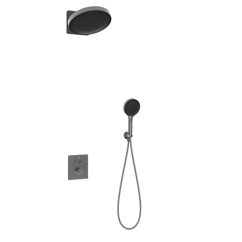 Душевой комплект Vincea  Inspire VSFW-3I21MT3GM встраиваемый, термостат, двухрежимный, вороненая сталь