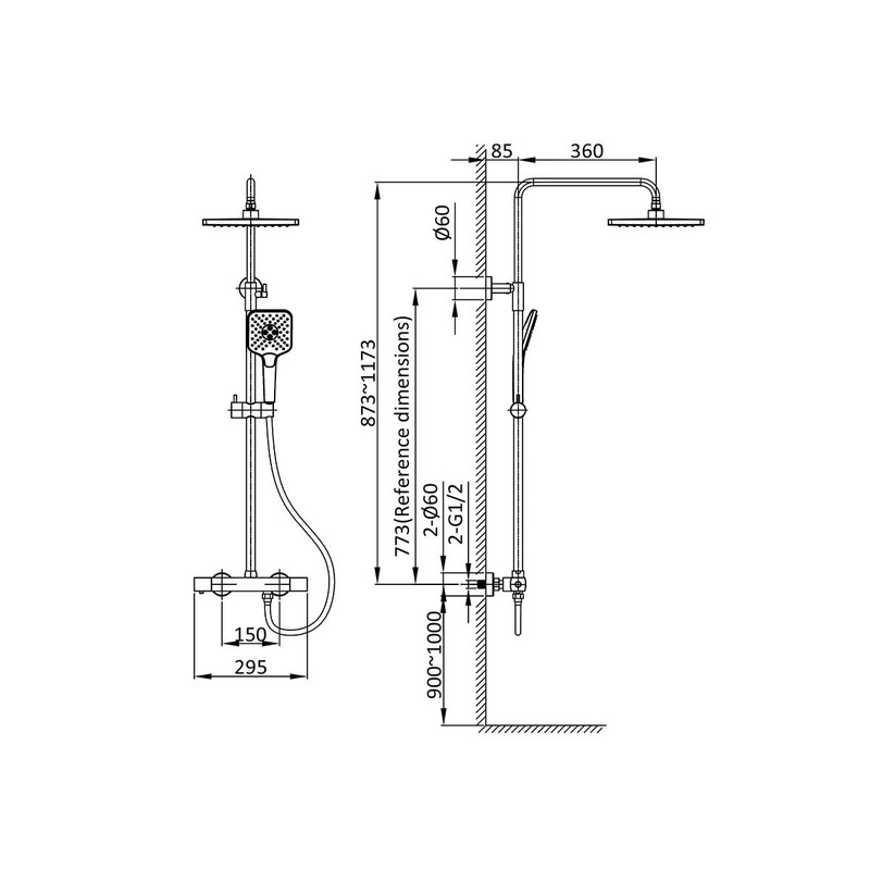 Душевая стойка Vincea  Next VSFS-1N0TCH термостатическая, хром