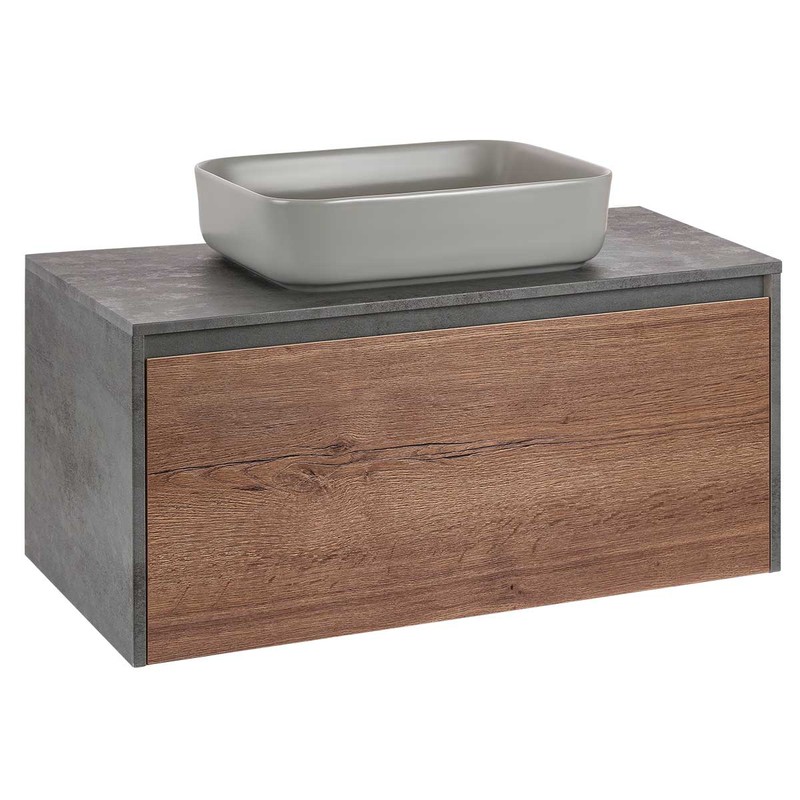 Тумба под раковину Vincea Mesa 100 VMC-2MS100TB подвесная T.Oak Beton