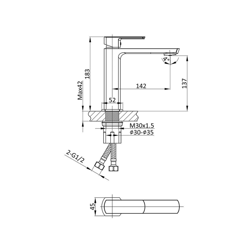 Смеситель для раковины Vincea Next VBF-1N1MB , черный
