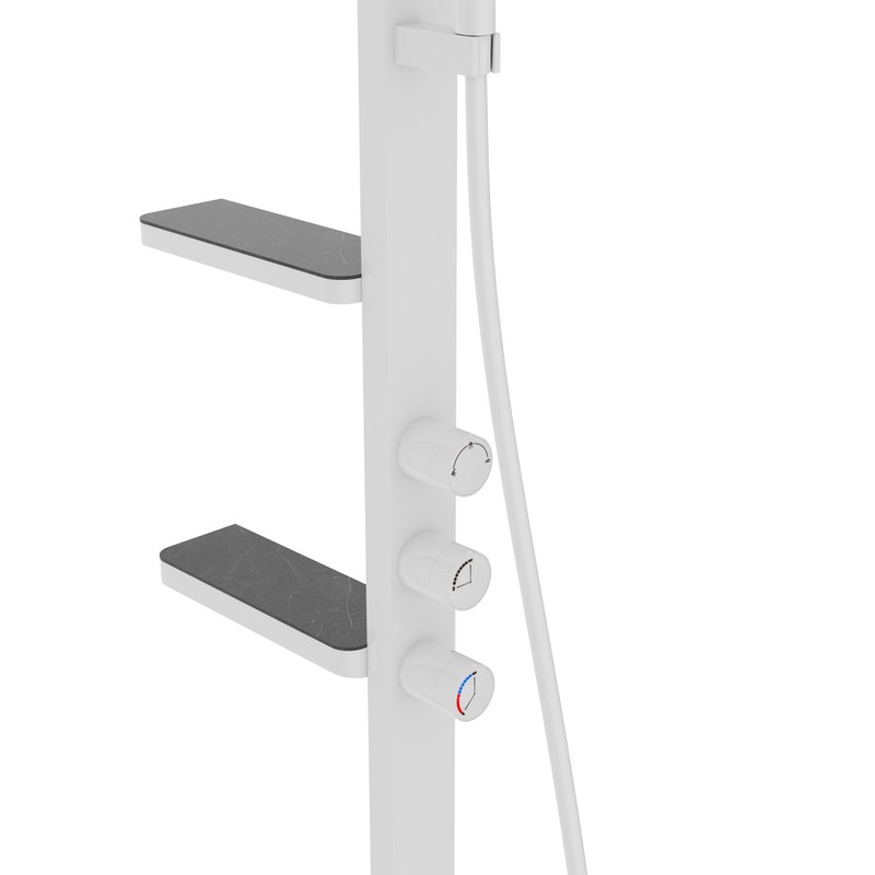 Душевая стойка Vincea  Inspire VSFS-3I11W с изливом, 30см верх душ, белый