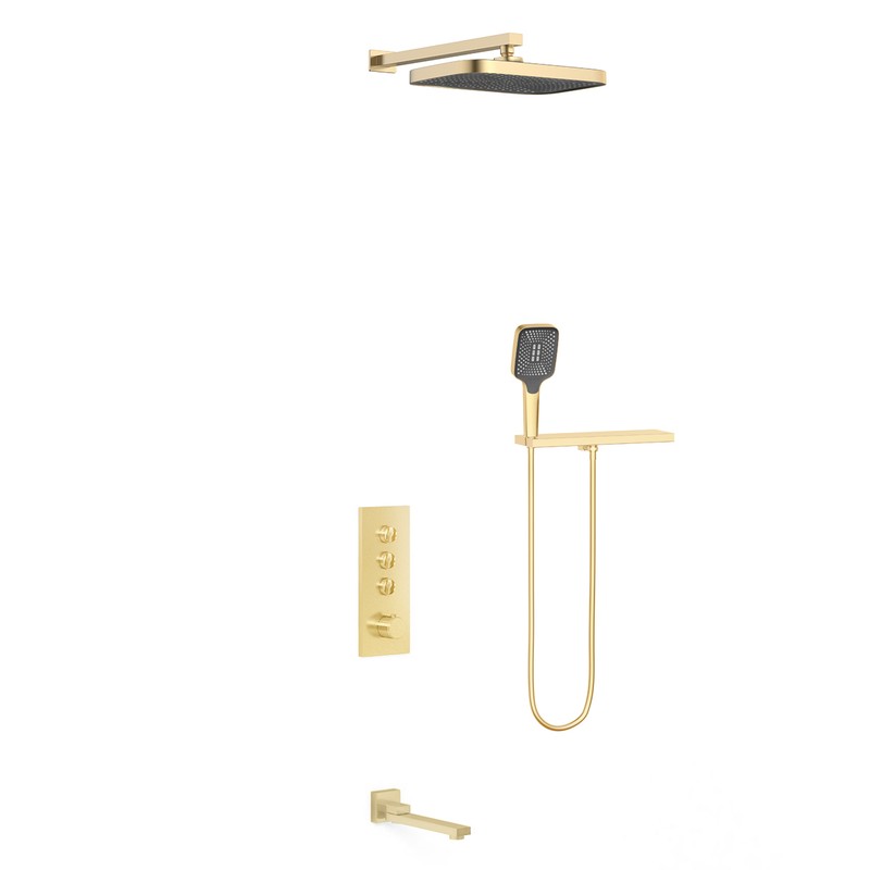 Душевой комплект Vincea  VSFW-431T1RBG встраиваемый, термостатический, 3 режима, брашированное золото