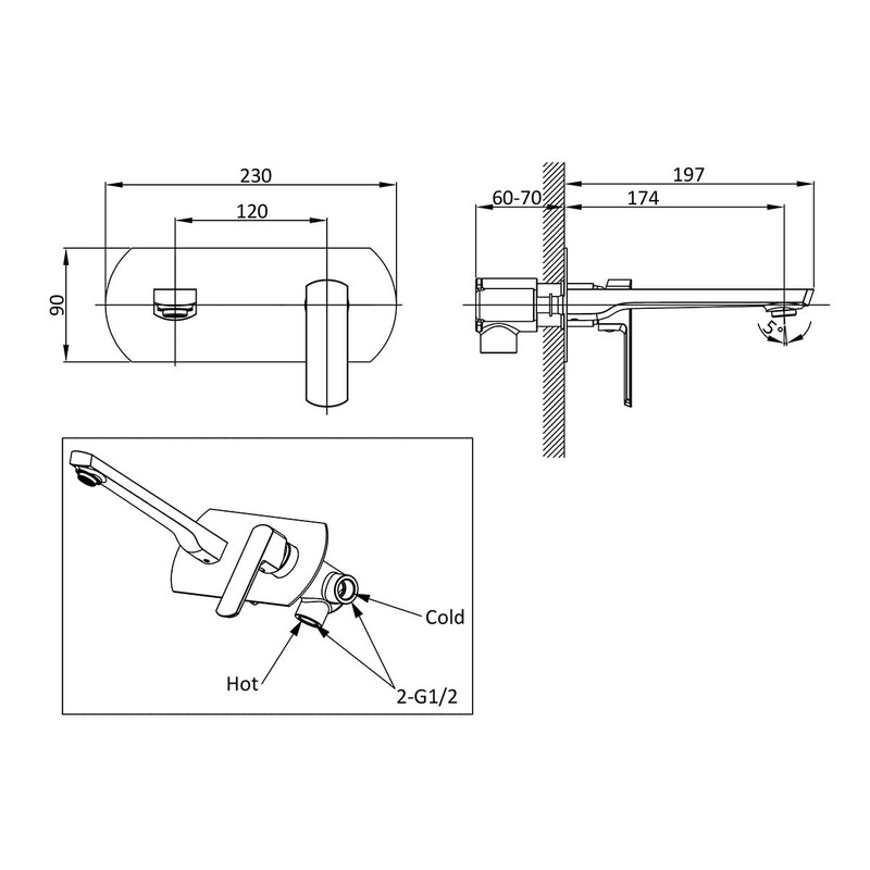Смеситель для раковины Vincea Next VBFW-1N1CH встраиваемый , хром