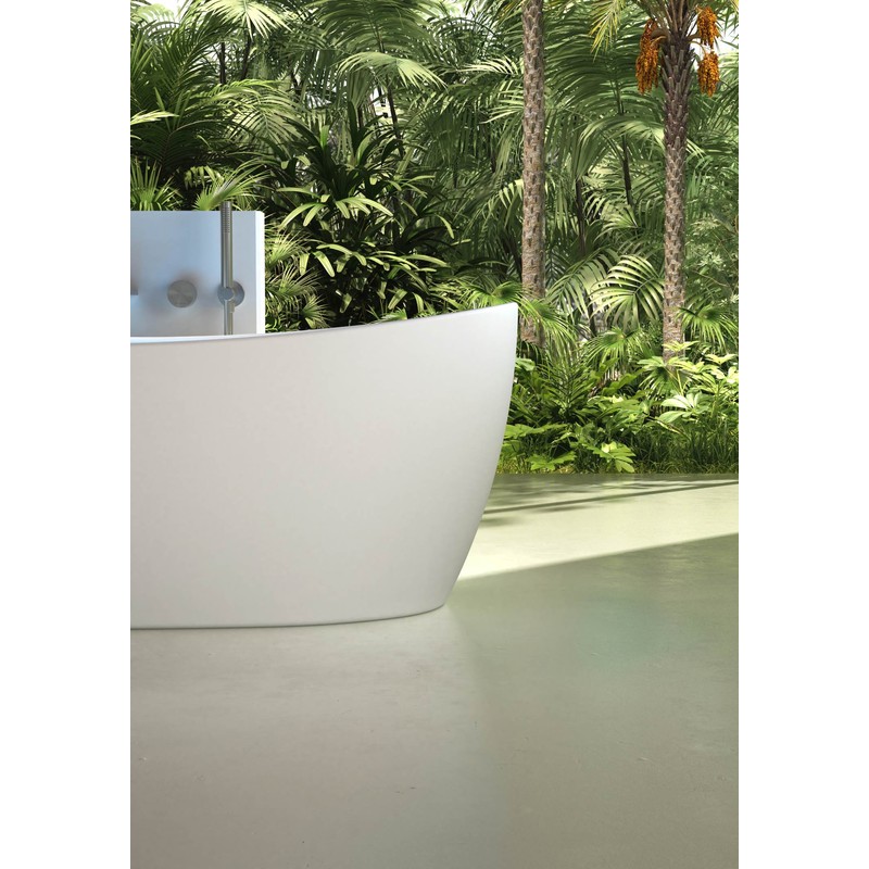 Ванна из искусственного камня Vincea VBT-6S03MW 170x80 см, отдельностоящая, матовая белая, овальная, со сливом-переливом, с донным клапаном