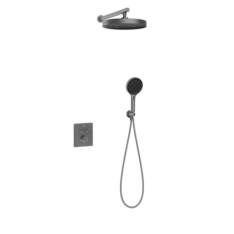 Душевой комплект Vincea  Inspire VSFW-3I21MT2GM встраиваемый, термостат, двухрежимный, вороненая сталь