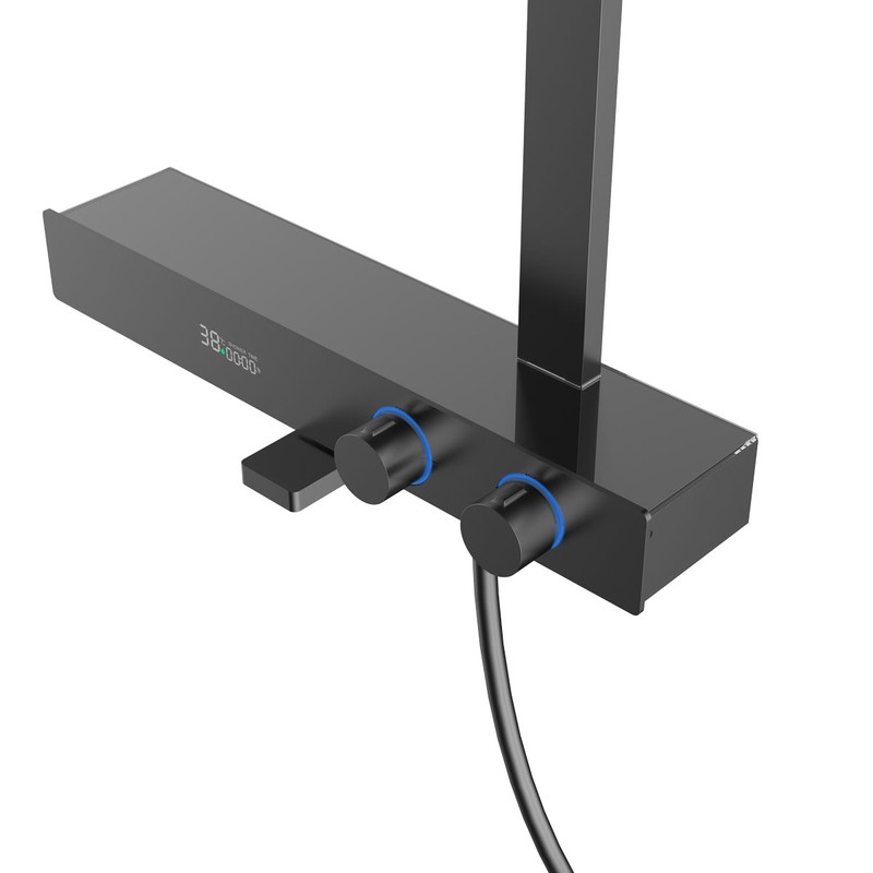 Душевая стойка Vincea  Inspire VSFS-3I13TGM термостатическая с изливом, вороненая сталь