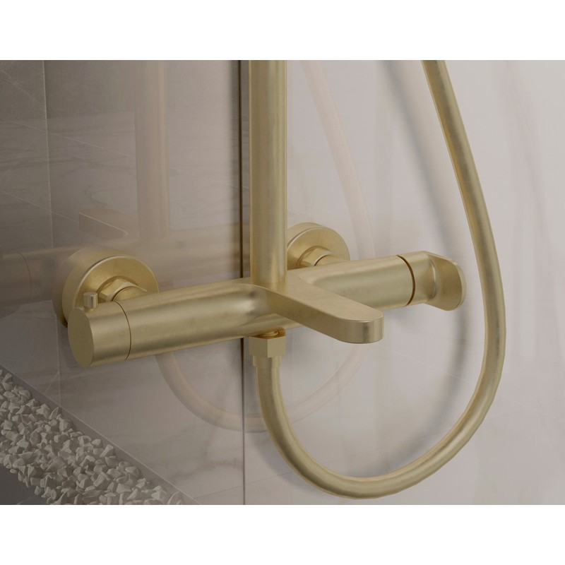 Душевая стойка Vincea  Rondo VSFS-1R1BG с изливом, брашированное золото